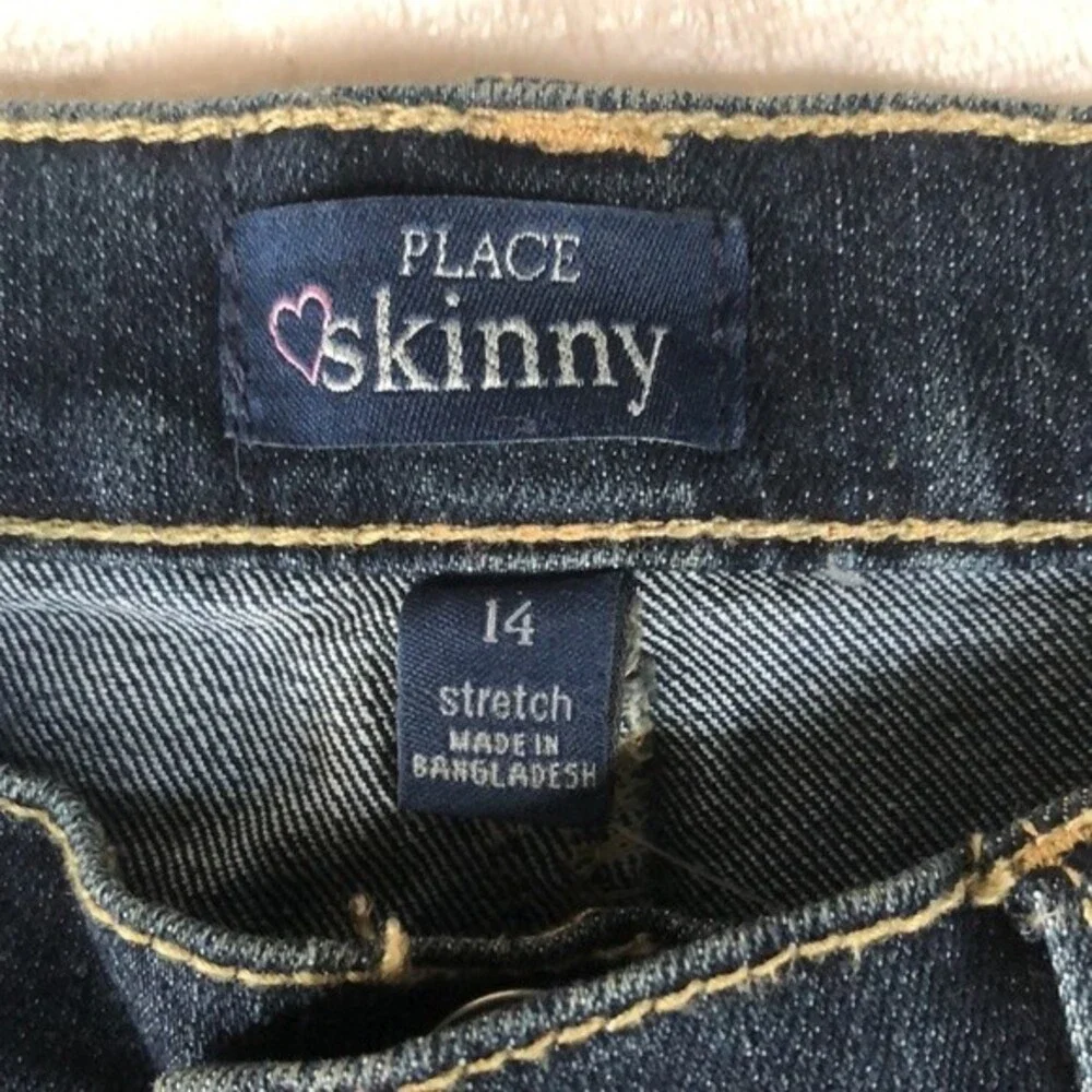 The Children’s Place Skinny Stretch Adjustable Waist Dark Wash Denim Jeans 14